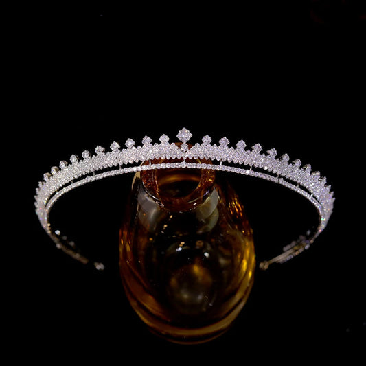 3A Cubic Zirconia Princess Wedding Tiara Crystal Bridal Crown Headwear for Women