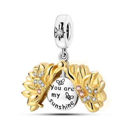 925 Silver Flower Charms Sunflower Tulip Pendants for Bracelet Jewelry Making KTC899