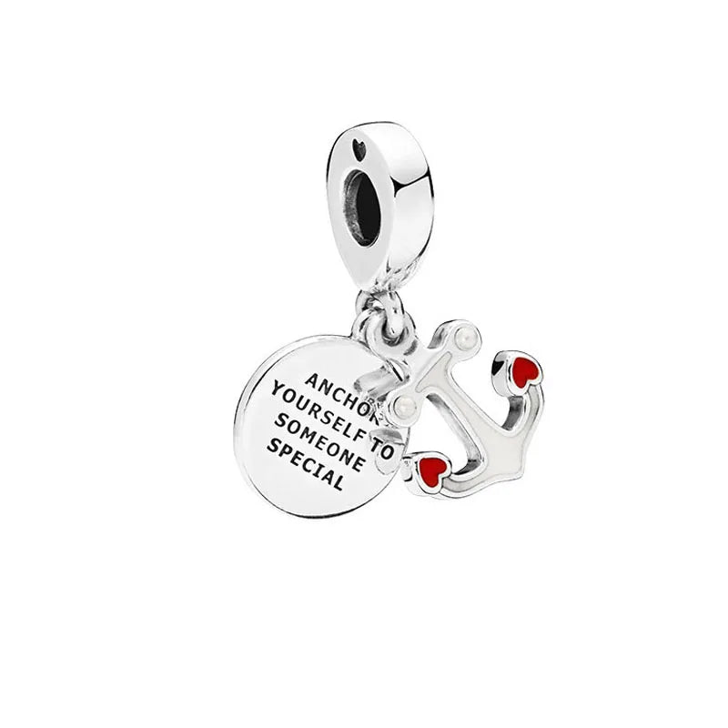Yinyang Flower Clover Pendant 925 Silver Amulet for Bracelets DIY Jewelry Gift B1618
