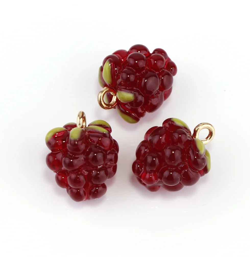 Charming 3D Raspberry Grapes Resin Fruit Charms for DIY Jewelry and Crafts