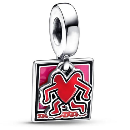 925 Sterling Silver Red Love Bunny Dog Skull Ladybug Flower Zircon Beads Charms for DIY Women Bracelet Necklace Gift