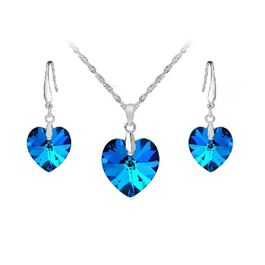 Elegant Sterling Silver Jewelry Set with Zircon Charm Pendant Necklace and Hoop Earrings