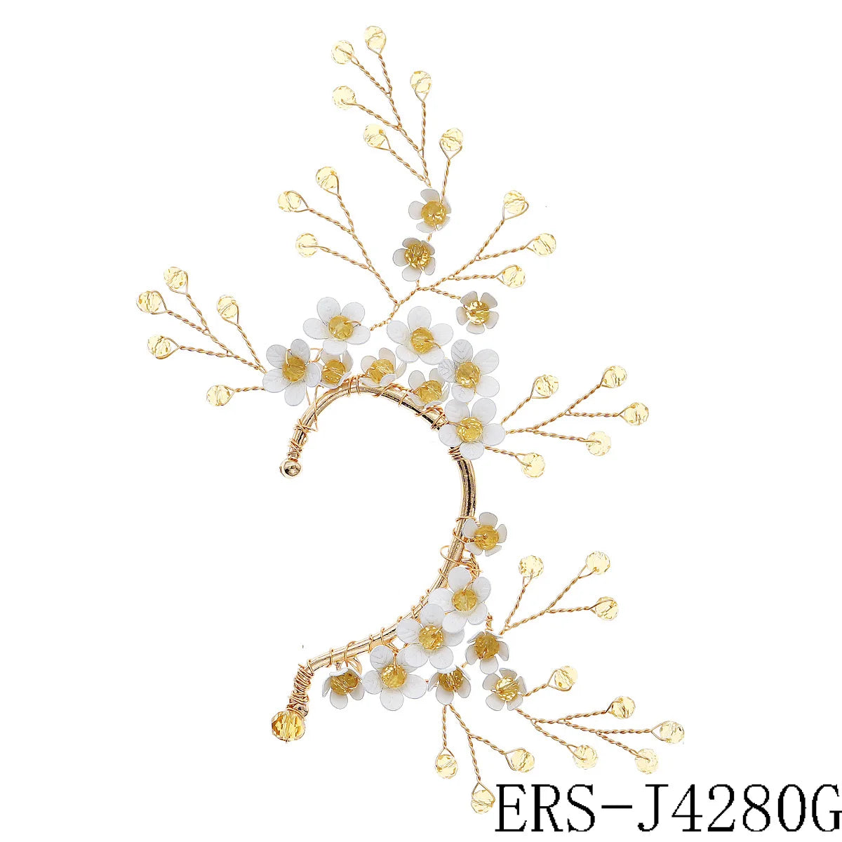 Elegant Pearl Rhinestone Bridal Ear Clips - Handmade Metal Barrettes for Women