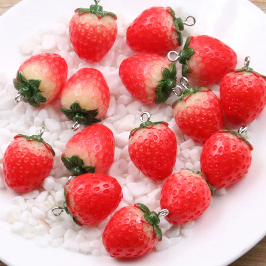 Charming 3D Resin Strawberry Charms for DIY Jewelry Accessories and Cute Gifts