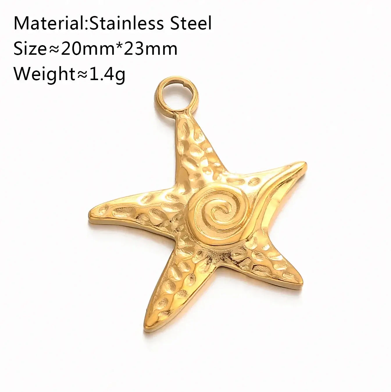 3PCS Stainless Steel Charms Ocean Series Starfish Pendant Gold Color