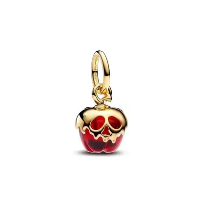 18K Gold Plated Skull And Red Apple Dangle Charm Bracelet