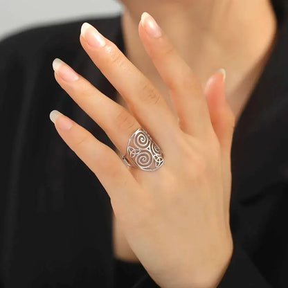 Skyrim Celtic Triple Spiral Triskelion Ring for Couples