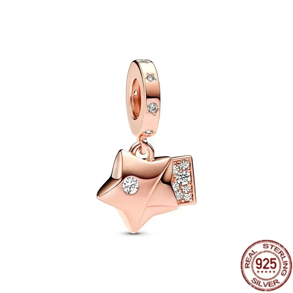 925 Silver Rose Gold Family Tree Heart Beads Charm for Women DIY Necklace Bracelet Jewelry Gift