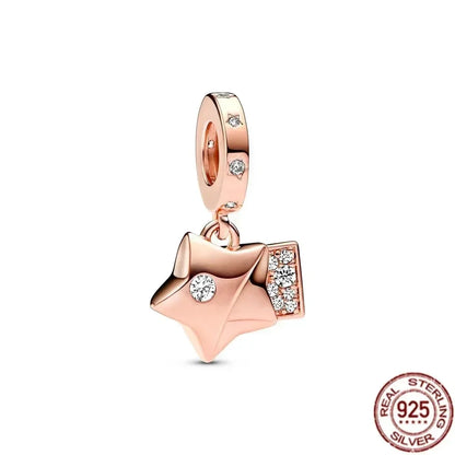 925 Silver Rose Gold Family Tree Heart Beads Charm for Women DIY Necklace Bracelet Jewelry Gift