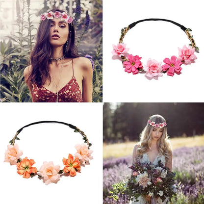 Elegant Floral Wedding Headband Wreath for Women - Bride Flower Crown Party Hair Accessory