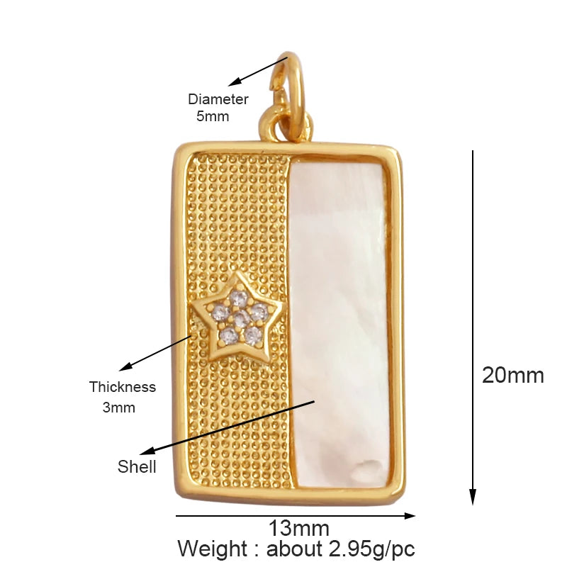Gold-Plated Celestial Moon Star Charm Pendant with Cubic Zirconia for Jewelry Making