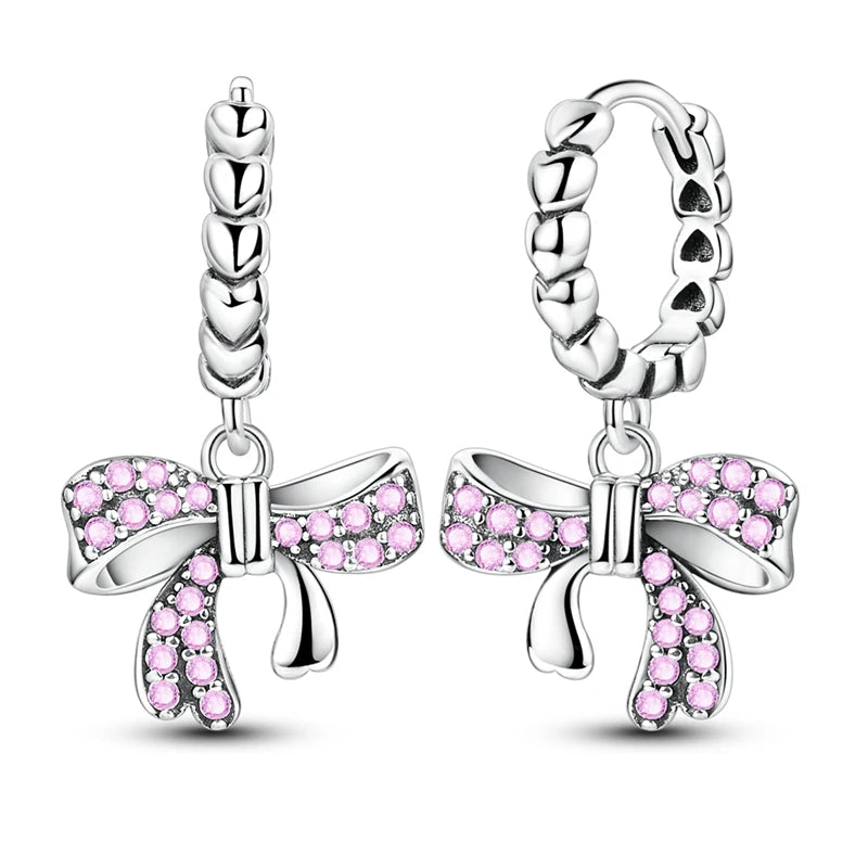 925 Sterling Silver Zirconia Hoop Earrings for Women Engagement Birthday Gift KTE475