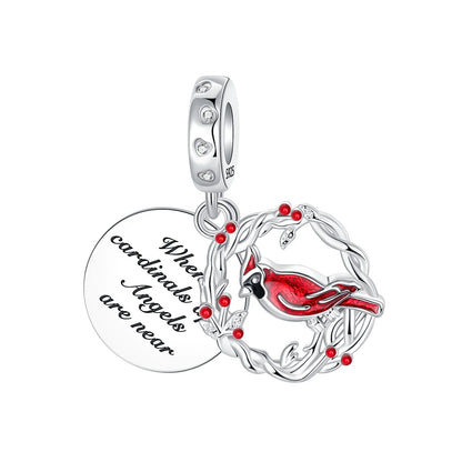 Original 925 Sterling Silver Red Charm Beads Set Heart Cherry Strawberry Flower Fish Zircon Accents for DIY Necklace and Bracelet Jewelry Gift
