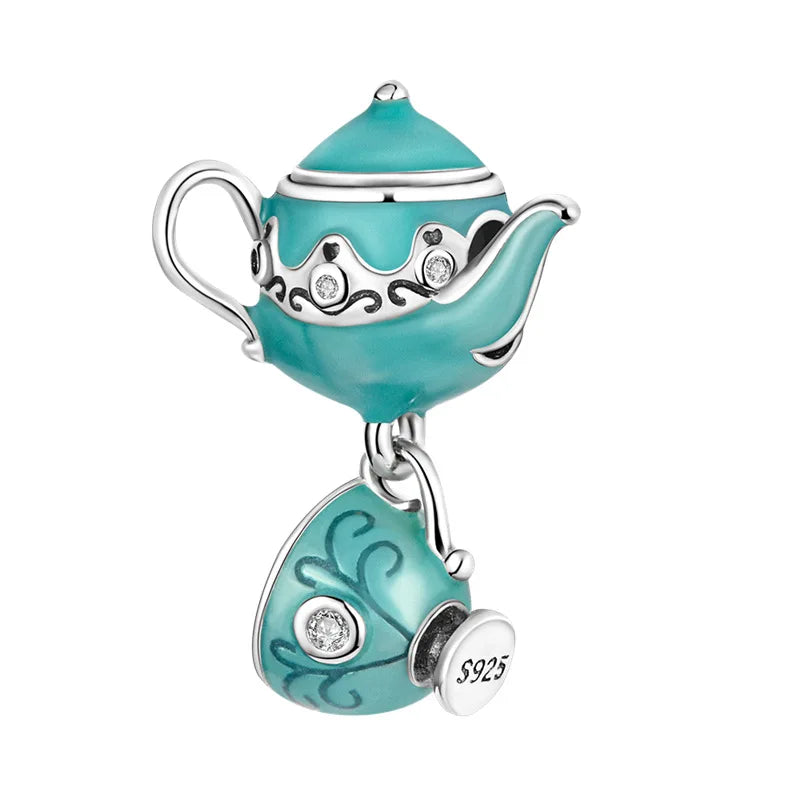 Yinyang Flower Clover Pendant 925 Silver Amulet for Bracelets DIY Jewelry Gift B1266