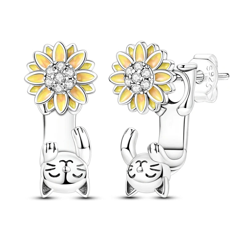 925 Sterling Silver Zirconia Hoop Earrings for Women Engagement Birthday Gift KTE501