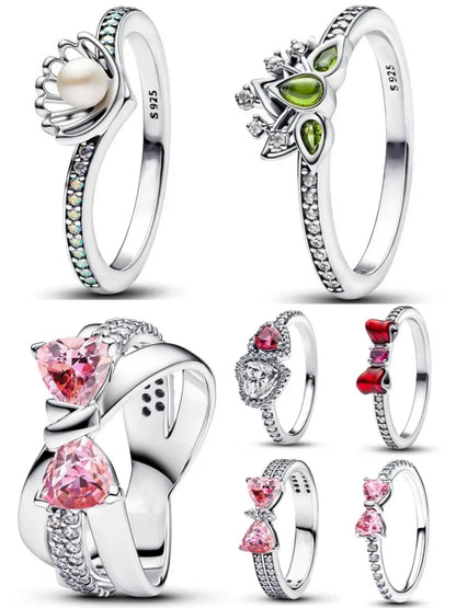 Elegant 925 Sterling Silver Zircon Bow Ring for Women Fashion Jewelry