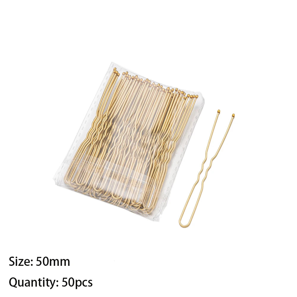 Elegant Bridal U-Shape Hair Pins Set - 50pcs Decorative Clips for Women and Girls