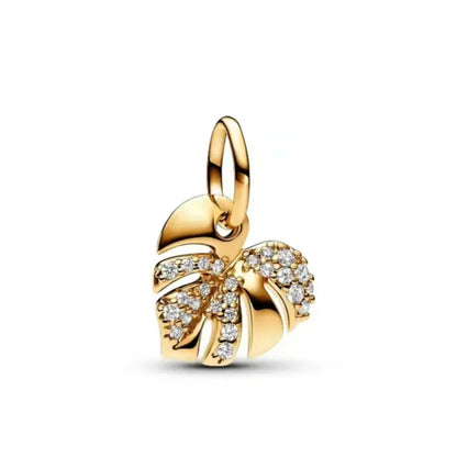 925 Silver Golden Rose Bow Beads Sun and Moon Pendant for European Original Bracelet DIY Exquisite Jewelry Accessories