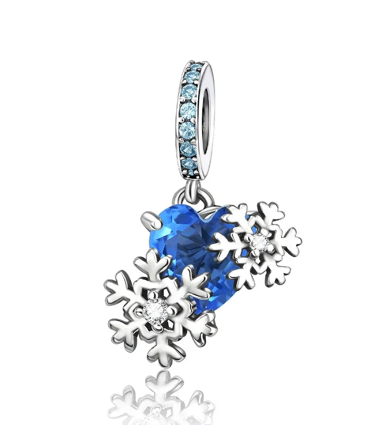 925 Sterling Silver Rose Sakura Flower Dangle Charm with Zircon for DIY Jewelry and Bracelets