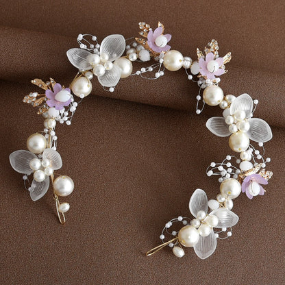 Chinese Retro Flower Hair Pins and Side Clips with Rhinestones for Women and Girls Elegant Hanfu Dress Accessories