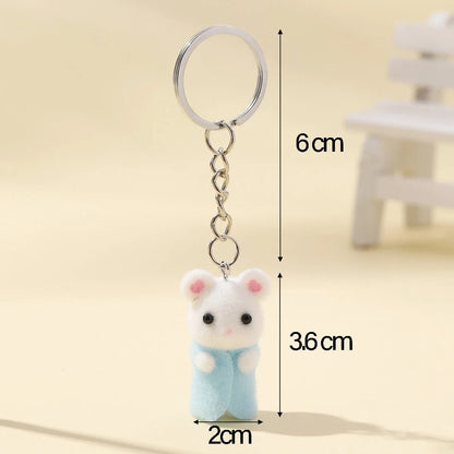 3D Cute Mouse Flocking Charms Cartoon Animal Resin Pendant for DIY Jewelry Making and Handmade Accessories