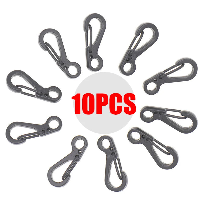 10Pcs Mini SF Spring Backpack Clasps Carabiners EDC Gear Gun gray - 10PCS