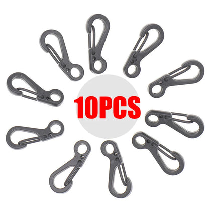 10Pcs Mini SF Spring Backpack Clasps Carabiners EDC Gear Gun gray - 10PCS
