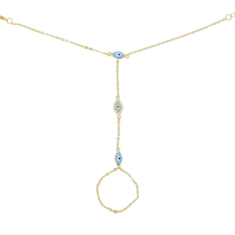 Elegant Gold Enamel Evil Eye Charm Bracelet For Women Fashion Jewelry