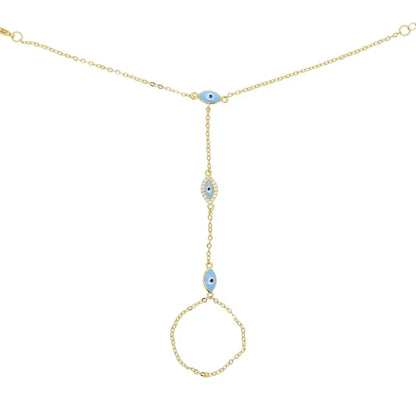 Elegant Gold Enamel Evil Eye Charm Bracelet For Women Fashion Jewelry