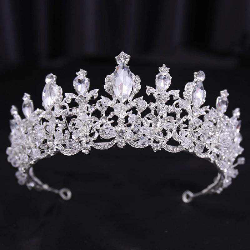 Bridal Bliss Silver Crystal Crown - Top-Rated Alloy Hair Accessory silver 15
