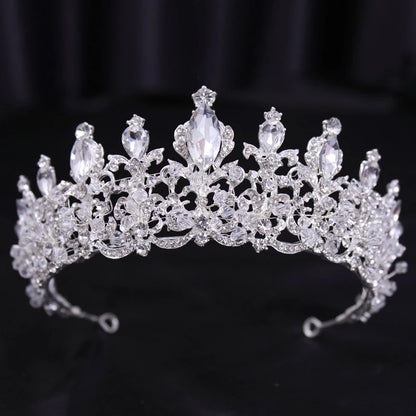 Bridal Bliss Silver Crystal Crown - Top-Rated Alloy Hair Accessory silver 15