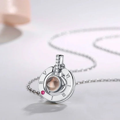 100 Languages I Love You Heart Pendant Necklace Romantic Projection Jewelry Gift for Women