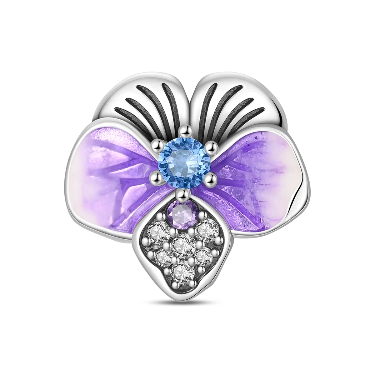 925 Sterling Silver Purple Heartsease Hydrangea Charms for DIY Jewelry Necklace and Bracelet Gifts