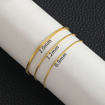 Classic Gold Color Snake Chain Bracelets for Couples with Lobster Clasp Fashion Jewelry