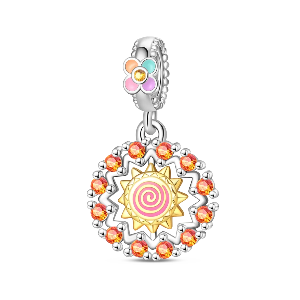 925 Sterling Silver Colorful Rainbow Stars Moon Sun Charm for Women DIY Fine Jewelry Pendant Bracelet Necklace