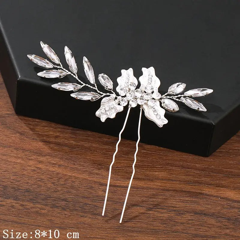 Elegant Pearl Rhinestone Flower Hair Pins for Women Wedding Accessories