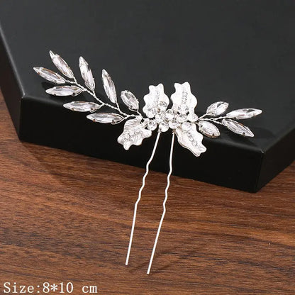 Elegant Pearl Rhinestone Flower Hair Pins for Women Wedding Accessories
