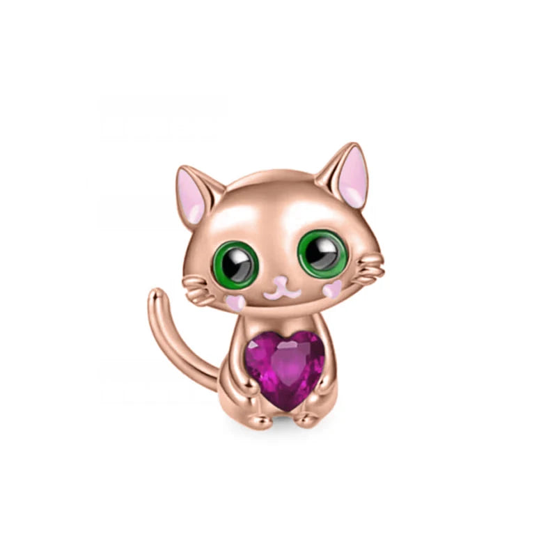 Exquisite 925 Silver Cat Claw Pendant Beads with Safety Chain for European Bracelets B5178