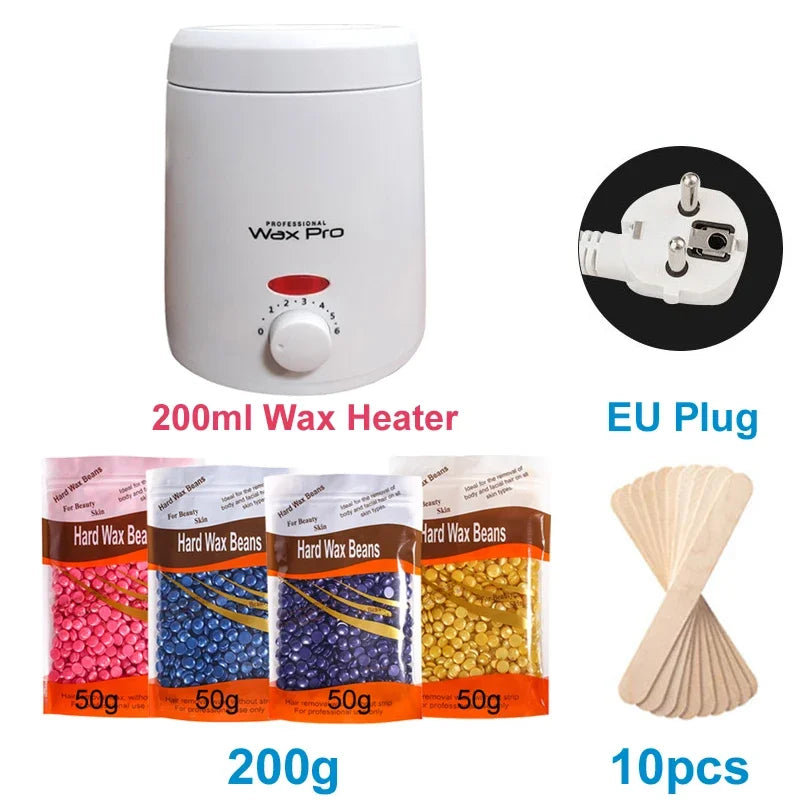 Painless Hair Removal Wax Heater Kit Professional Epilator with Hot Film Hard Wax Beans