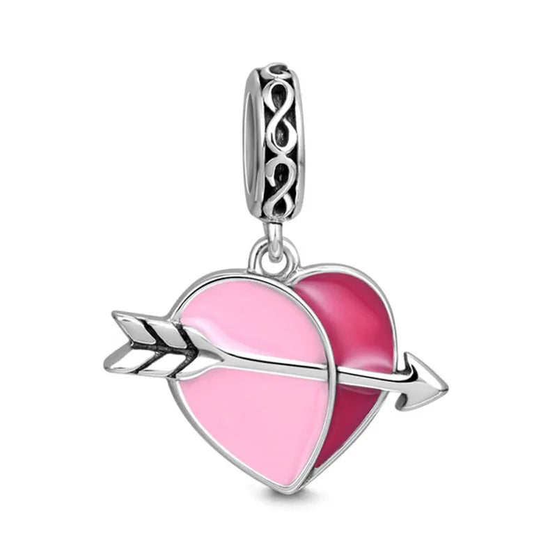 Spring Butterfly Heart Enamel Flower Charm Bead for Bracelets and Necklaces