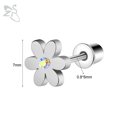 Charming Stainless Steel Flower Butterfly Stud Earrings for Children and Women