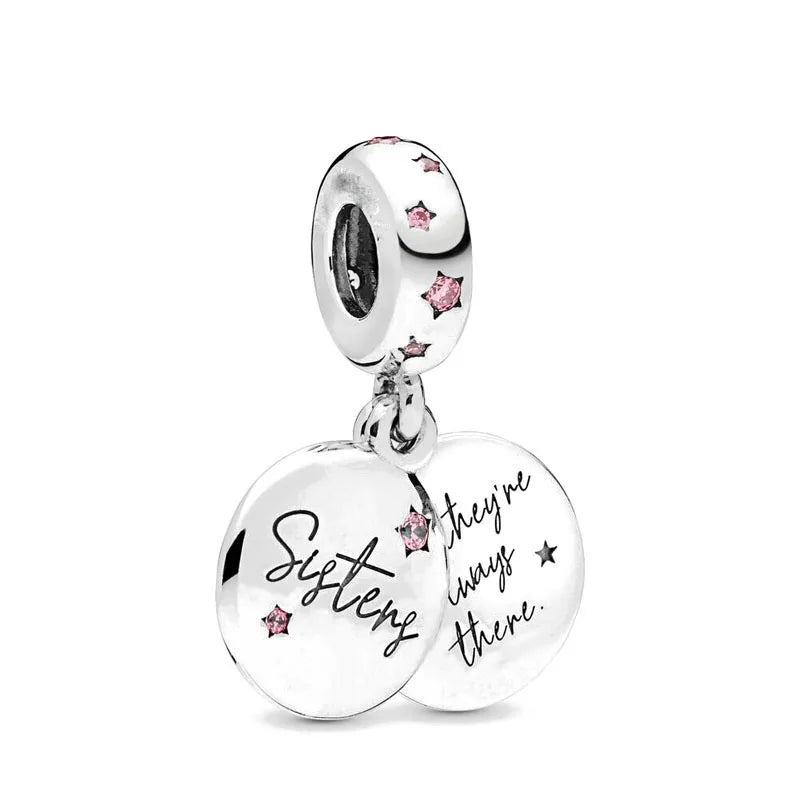 Spring Pink Flower Charms 925 Silver Beads for European Bracelets and Necklaces Jewelry Gift for Best Friends and Moms