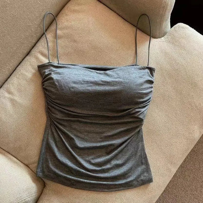 Women's Sleeveless Top Tank Underwear Fitted Camisole Grey Average Size