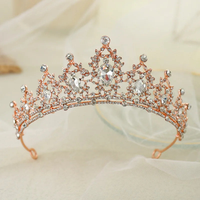 Elegant Crystal Bridal Tiara Crown for Weddings Silver Diadem Veil Headpiece Jewelry