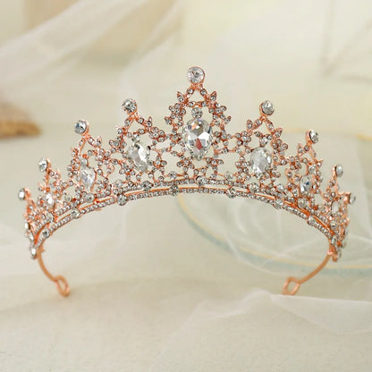Elegant Crystal Bridal Tiara Crown for Weddings Silver Diadem Veil Headpiece Jewelry