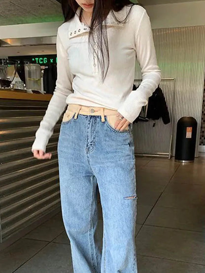 Winter Y2K Knitted Sweater Women Long Sleeve Slim Fit