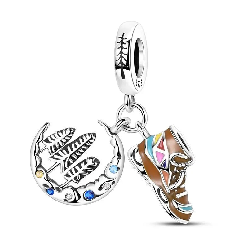 Romantic 925 Sterling Silver Lipstick Charm Pendant with Zircon for Womens Bracelets Necklaces DIY Jewelry Gift