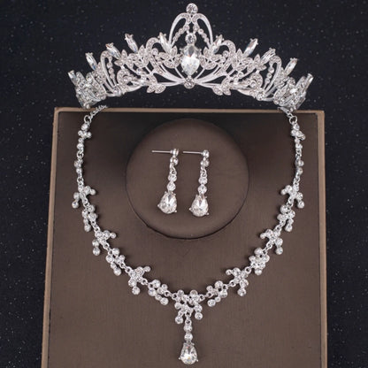 Elegant Purple Bridal Tiara Necklace Earrings Set for Mystical Wedding Glamour