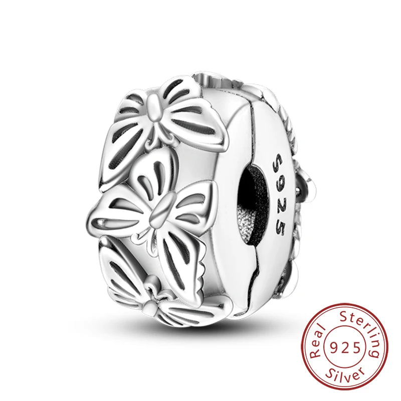 925 Sterling Silver Owl Bow Zircon Charm Beads Pendant