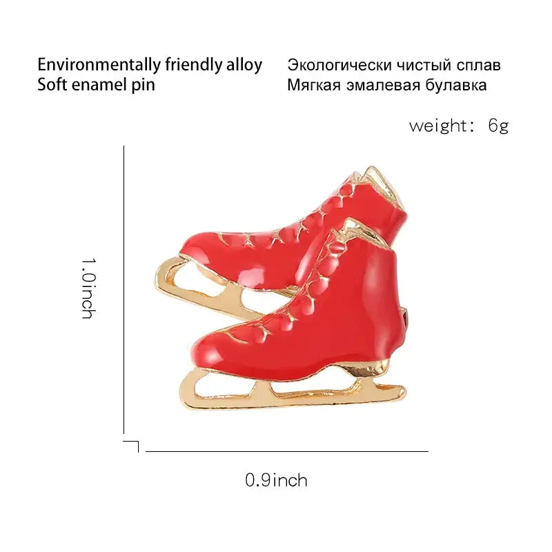 Custom Ice Skating Shoe Brooches in Black White Red - Enamel Pin Gift